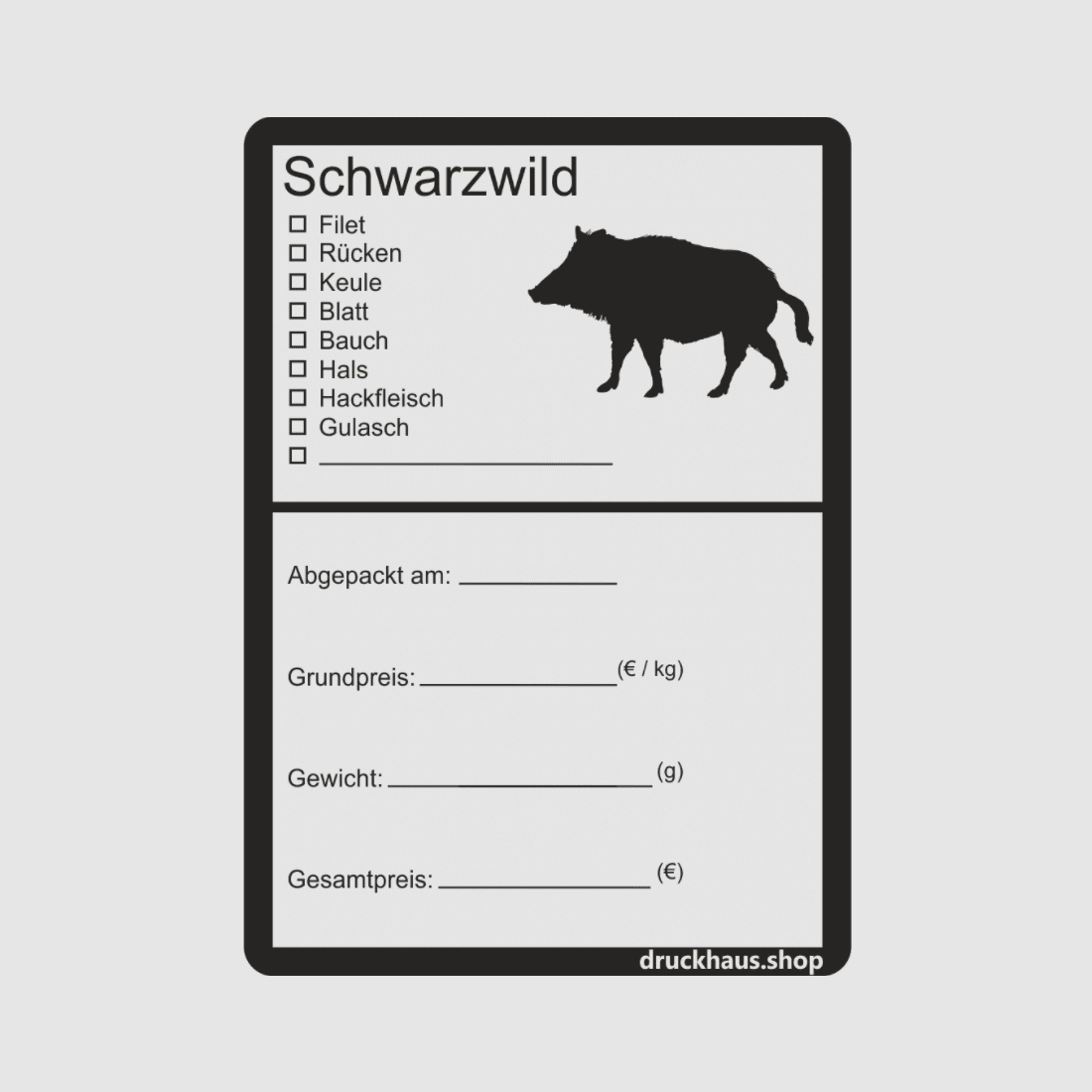 Etikett Wildfleisch