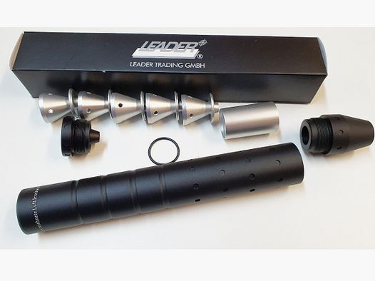 LEADER "F" silencer 1/2"-20 UNF / UNEF for air guns, free from 18 years, 4.5 to 5.5mm