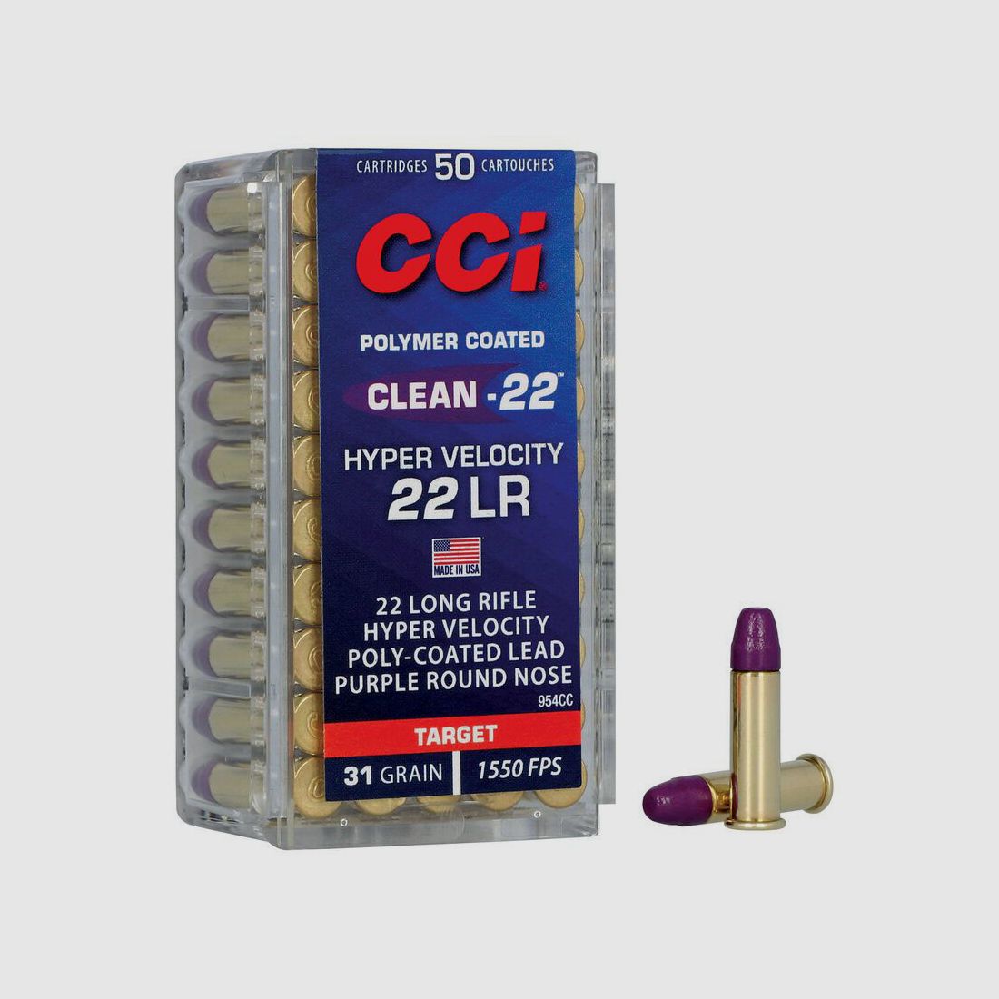CCI Clean-22 Hyper Velocity Munition – .22 LR – 31 grains – LN