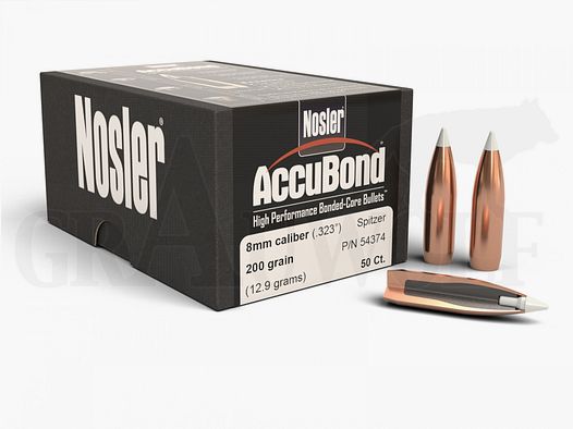 .323 / 8 mm 200 gr / 13,0 g Nosler AccuBond Balas 50 piezas