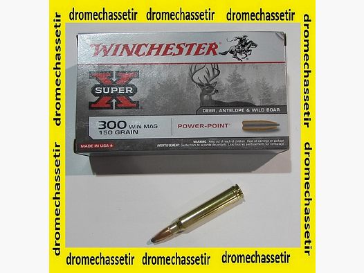 1 boite de 20 cartouches calibre 300 Winchester Magnum, Winchester Power Point 150 grains
