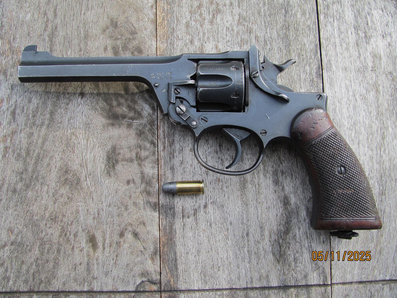 Artículo de colección antiguo revólver Enfield No.2 Mk 1 de acción de quiebre .38 S&W de 1933 SA/DA