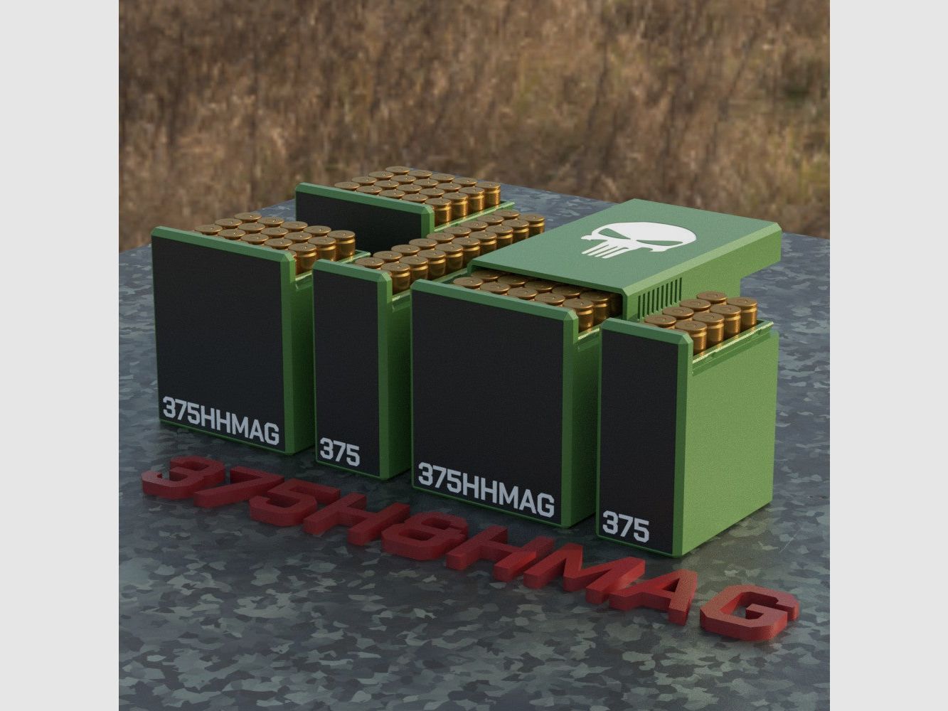 Boîte de munitions Filamelt / Ammo .375 H&H Mag - boîte de cartouches pour 50 coups, fabriquée en Allemagne