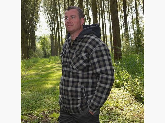 Sherpa-Hemd mit Kapuze 4 Taschen braun/rot M-3XL