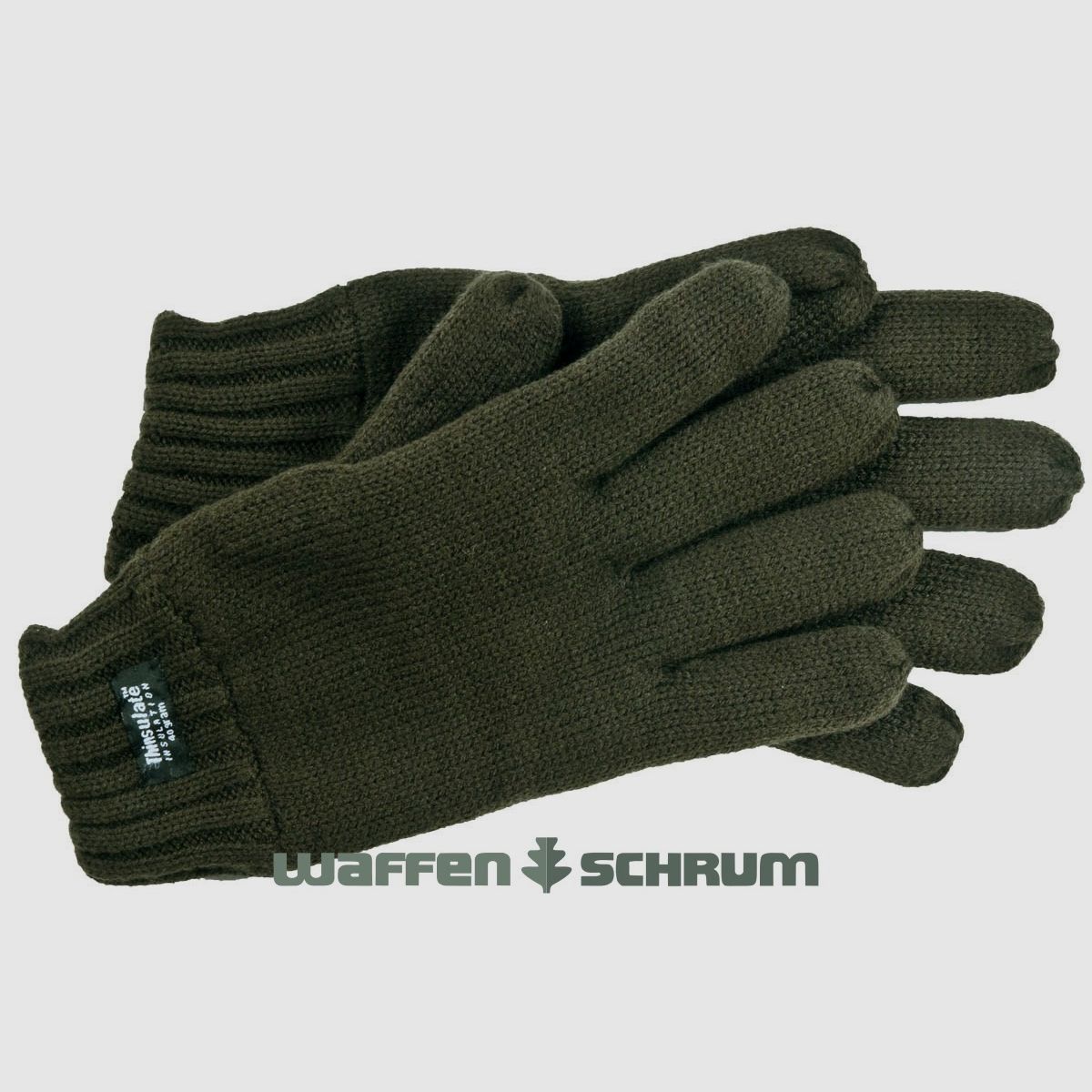 Skogen Strick Finger-Handschuhe Olive