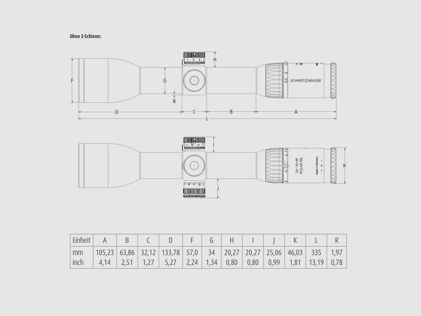 Schmidt und Bender 753-911-72D-E4-03 Zielfernrohr 2.5-10x50 Polar T96 2.BE D7 1cm cw Posicon CT / Po