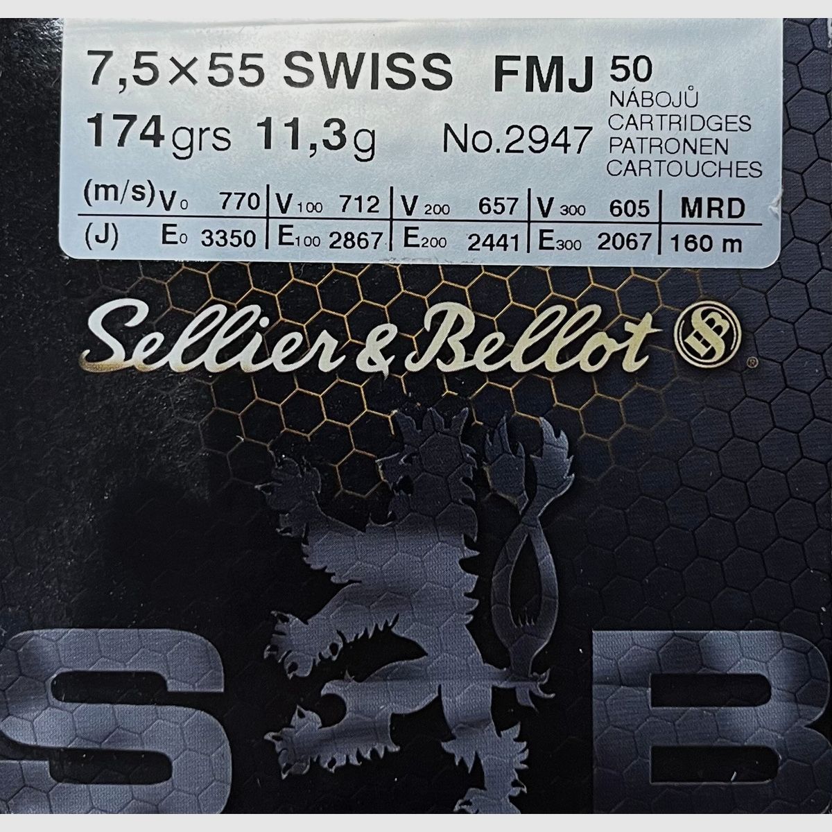 Sellier & Bellot 7.5x55 Swiss FMJ 174grs - 50 rounds