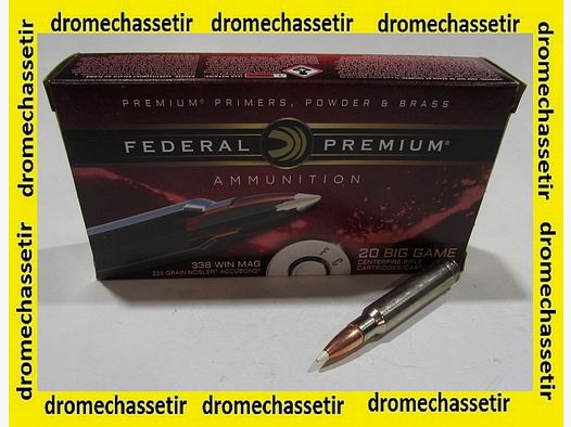 Box mit 20 Patronen .338 Winchester Magnum FEDERAL NOSLER Accubond 225 grains