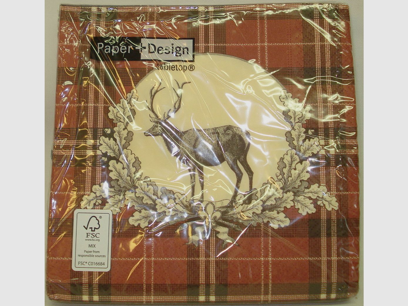 Servietten Hirsch Karo rot - 20stk