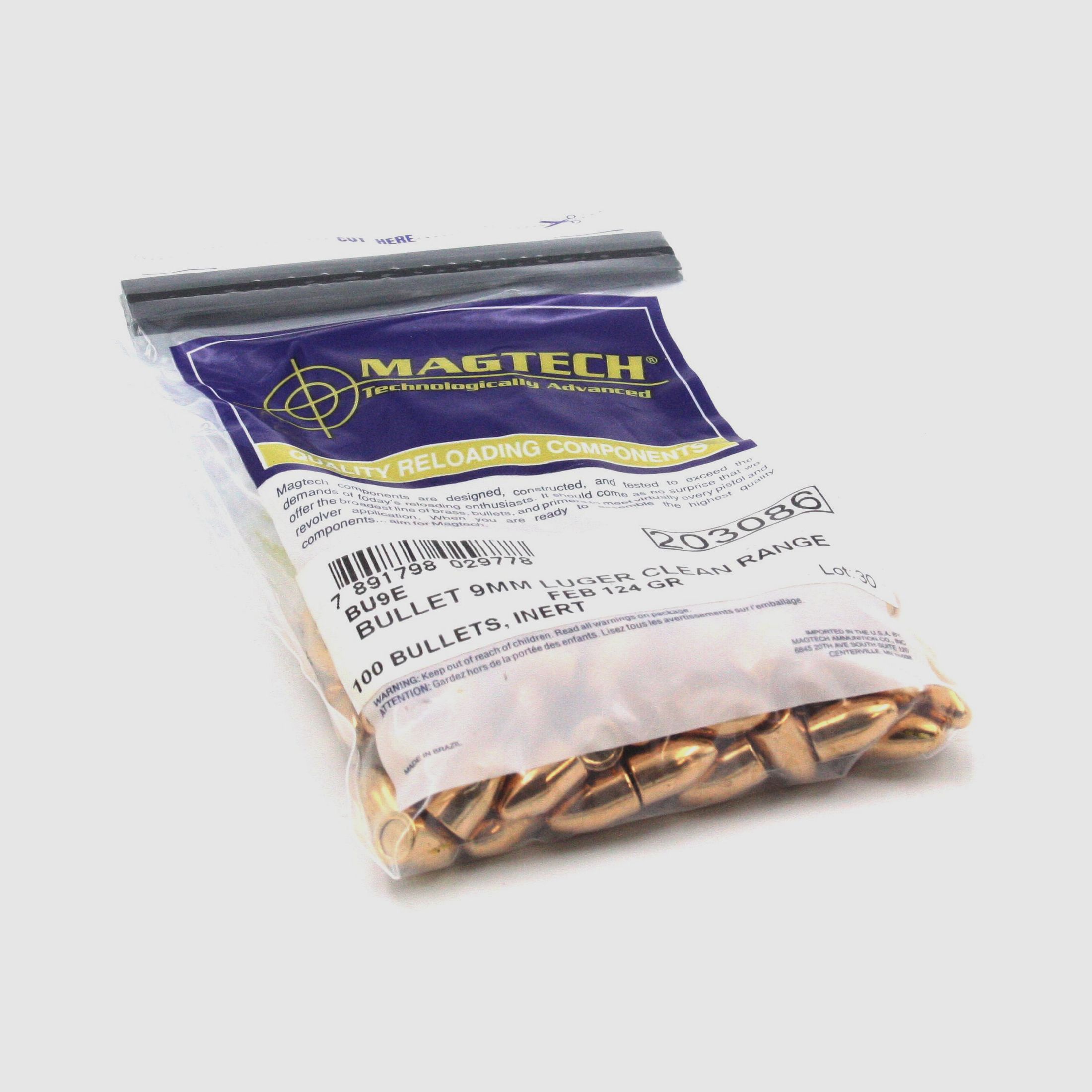 Magtech Pistoolkogels, 0.356, 124gr TMJ, 9×19, gesloten bodems