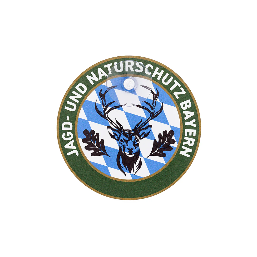 Round car sign with suction cup "Hunting & Nature Conservation" Bavaria II