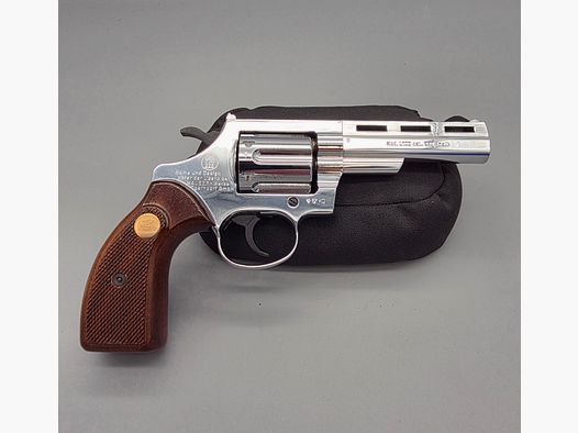 Sammler SRS Revolver Mauser L100 Chromfinish mit Holzgriffen im Kaliber 9mm Knall .380 Schreckschuss