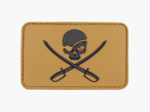 MFH 3D klittenband patch "Skull with Swords", coyote tan