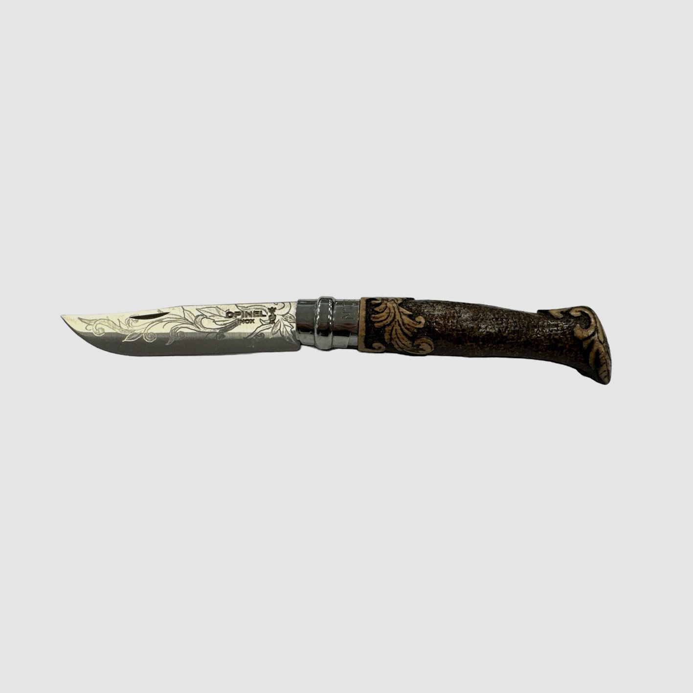 Knife – Opinel – N.8 Inox with hand-carved ornaments, image 1 of 4