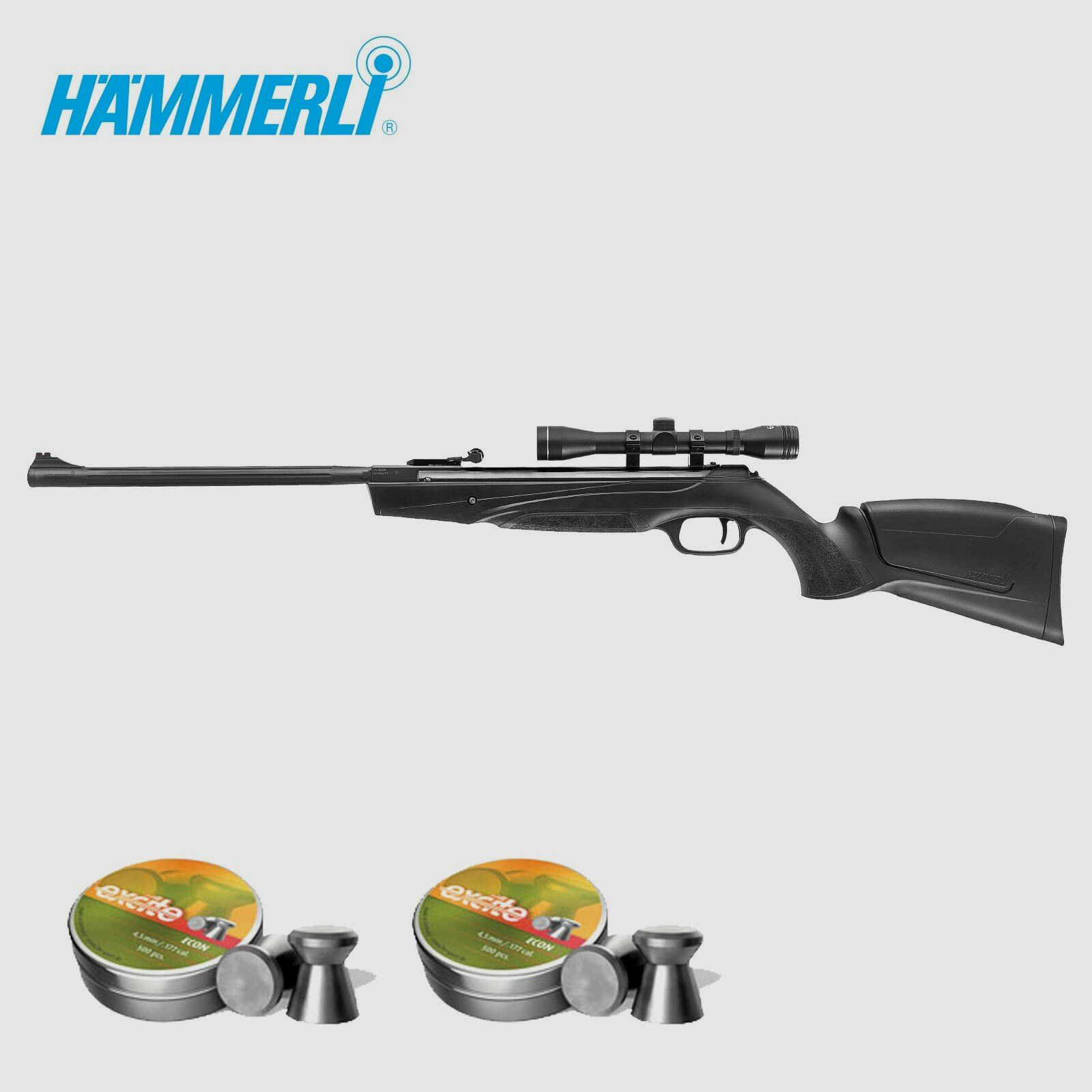 Luftgewehrset Hämmerli Black Force 880 - 4,5 mm Diabolo (P18) + Zielfernrohr 4x32 + 1000 Diabolos