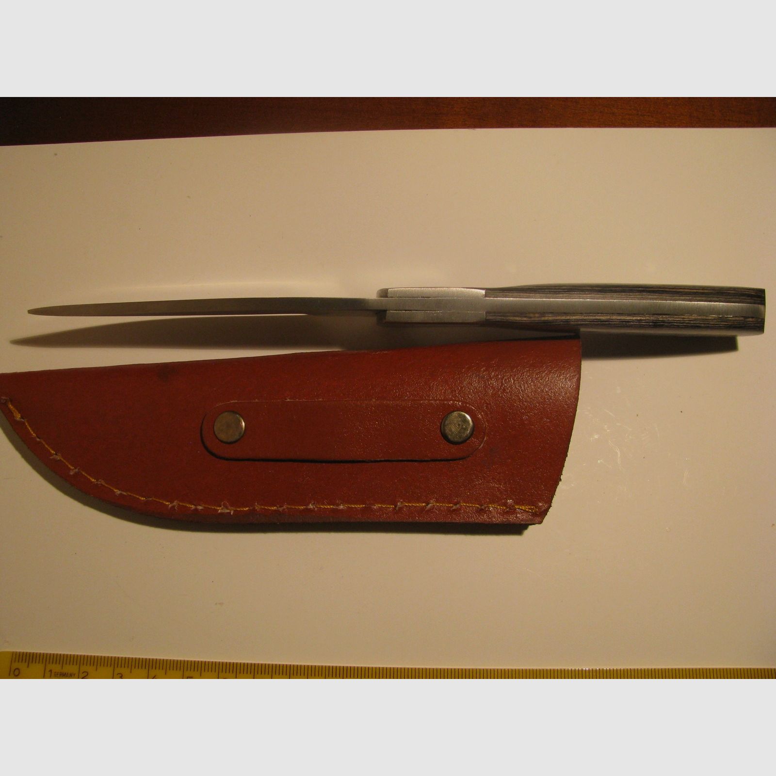 Haushaltsmesser, Campingmesser, Jagdmesser usw., grauer Holzgriff, Lederhülle