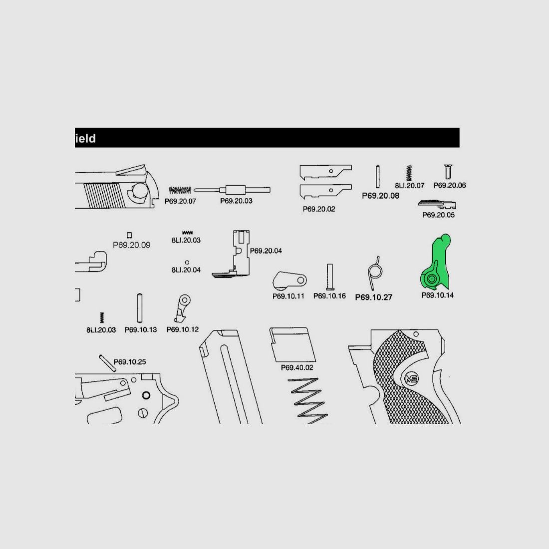 Hahn fĂĽr Schreckschuss-, Gas-, Signalpistole Melcher ME 69 Springfield, Ersatzteil