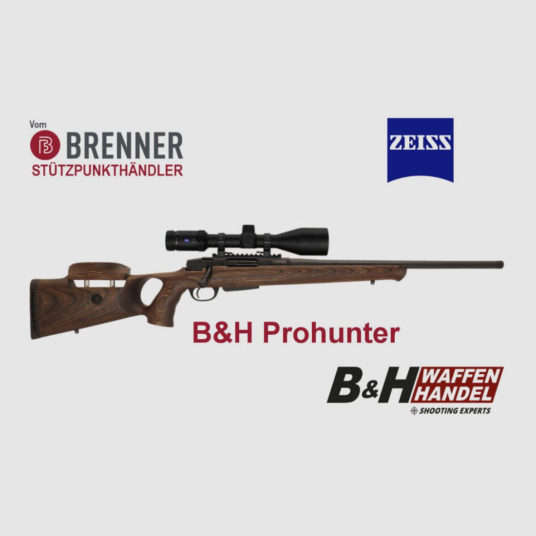 Brenner Komplettpaket: BR20 B&H Prohunter Lochschaft Zeiss V6 2.5-15 fertig montiert