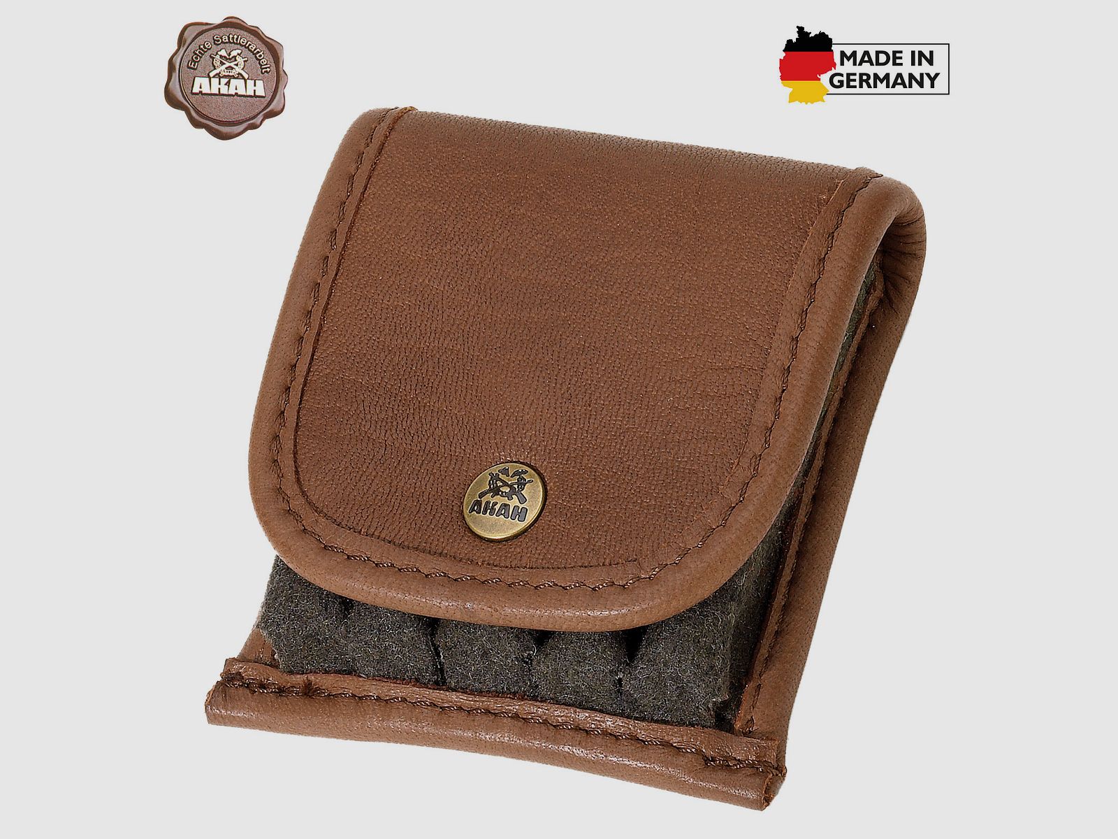 AKAH Patronenetui Elchleder mit Loden für 5 Kugelpatronen