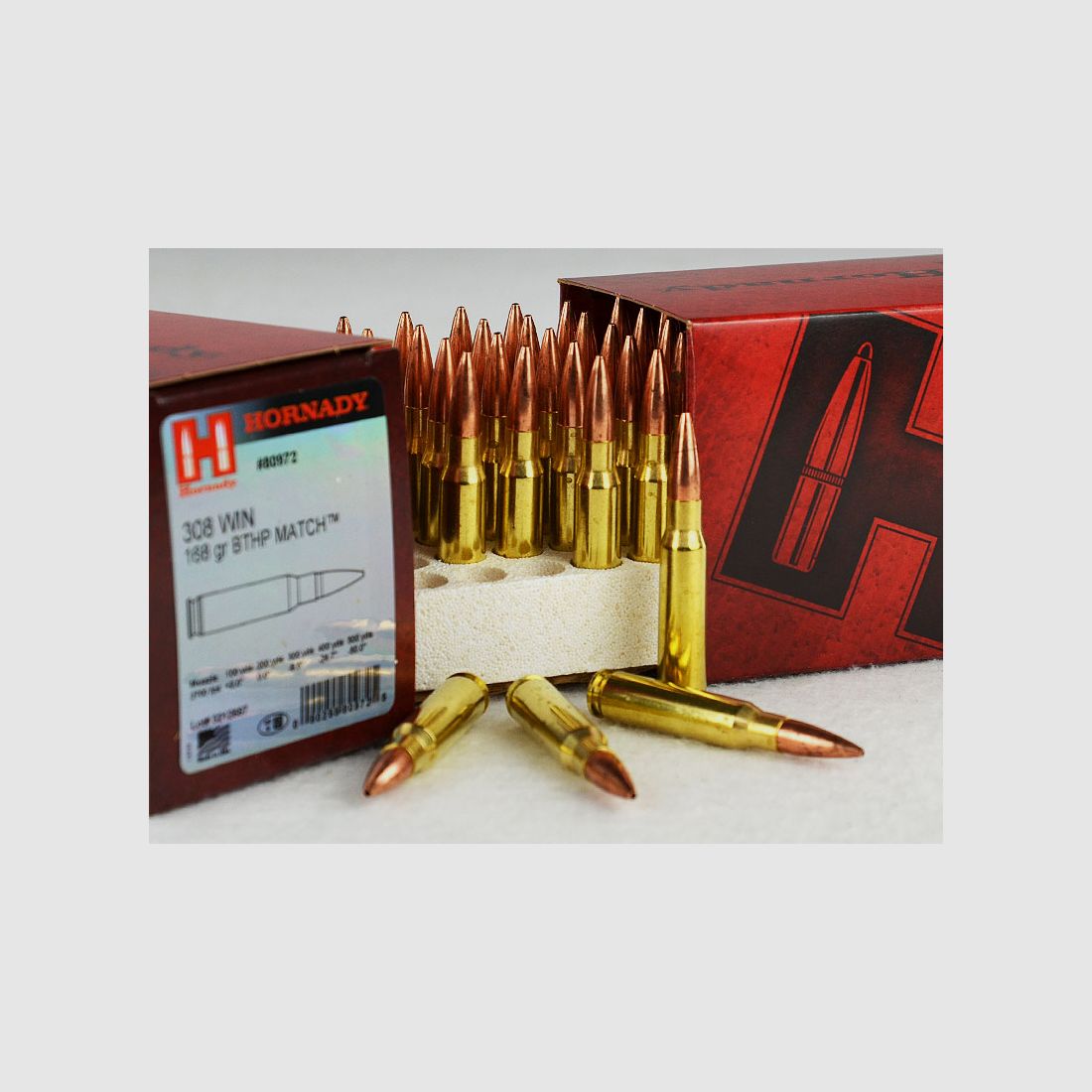 Hornady .308 Winchester, BTHP MATCH 168 grs, 50-pack 1 pack (50 schoten à €1,499 elk)