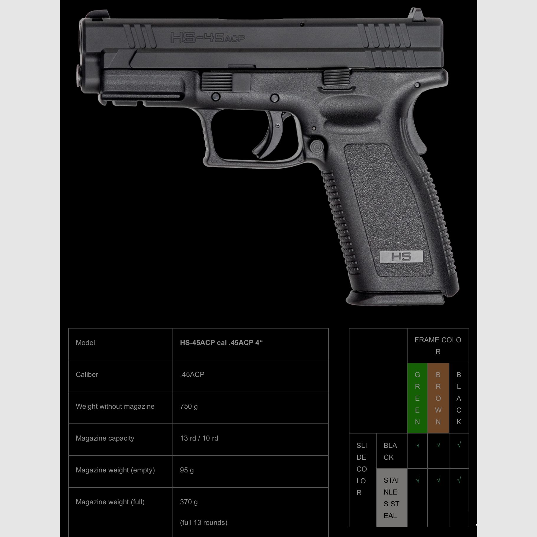 HS PRODUKT / PISTOLE SEMIAUTOMATIQUE / TOUS LES MODÈLES, image 10 sur 13