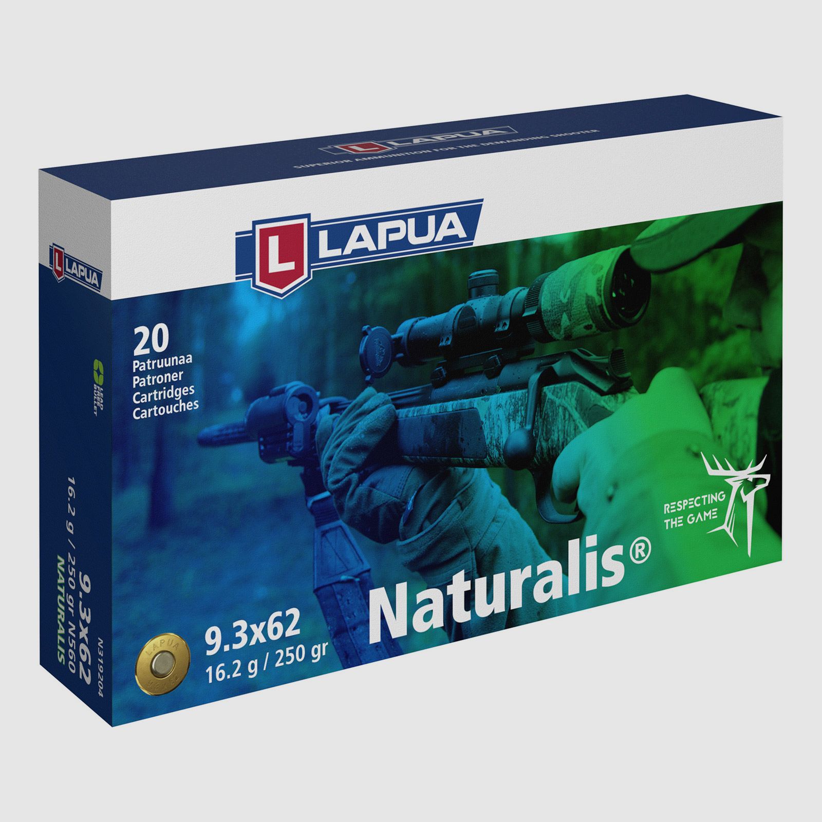 Lapua 9.3X62 Naturalis 16,2g Bleifreie Büchsenpatronen