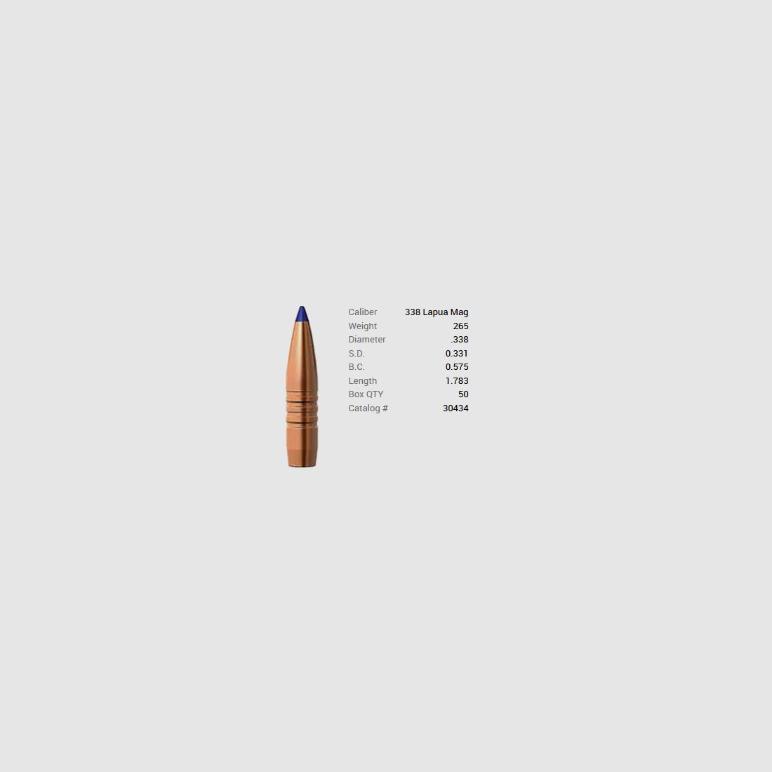 Barnes Geschoss .338 Lapua Magnum/.338 265GR Long-Range X BT 50 Stück
