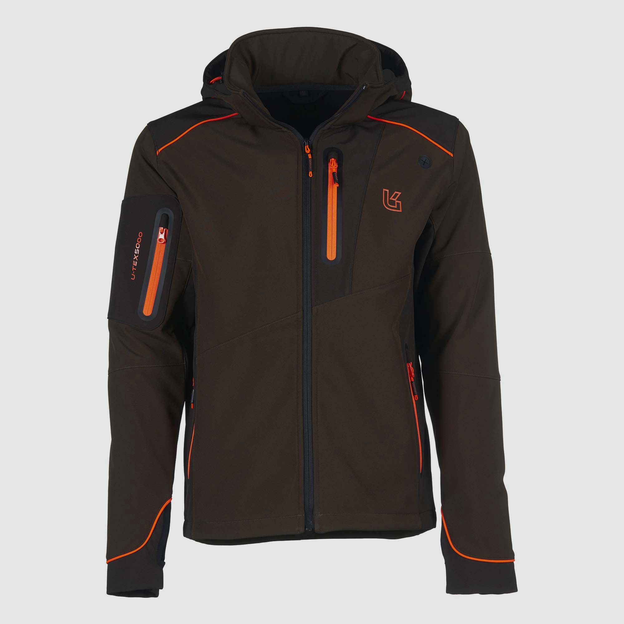 UNIVERS SOFTSHELL-JACKE GRAN SASSO U-TEX GRÜN/ORANGE, Bild 3 von 6