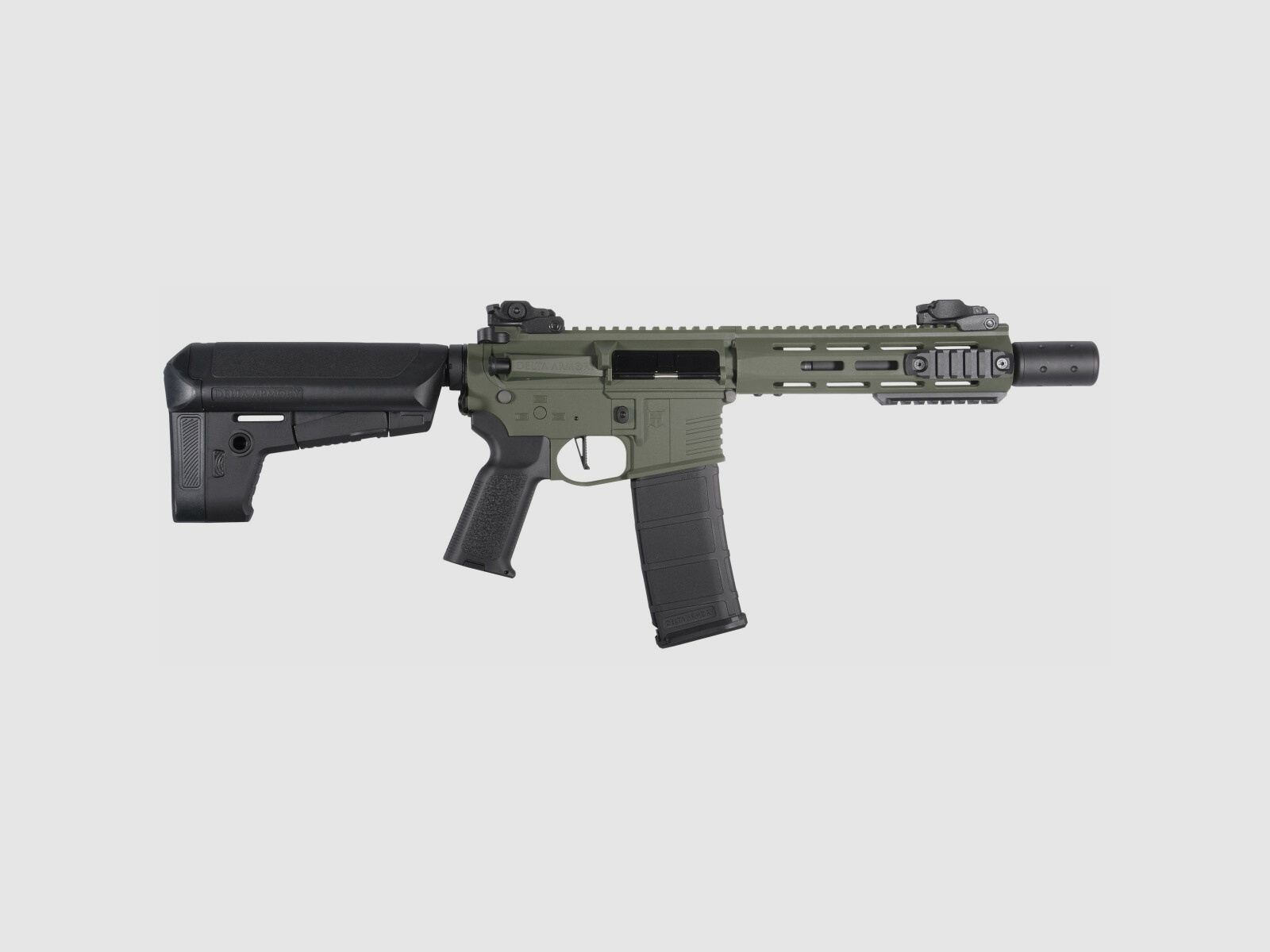 M4 AR15 M-LOK SilentOps 8 Zoll CHARLIE Oliv S-AEG Airsoft Gewehr Frei ab 18 Jahren | Delta Armory