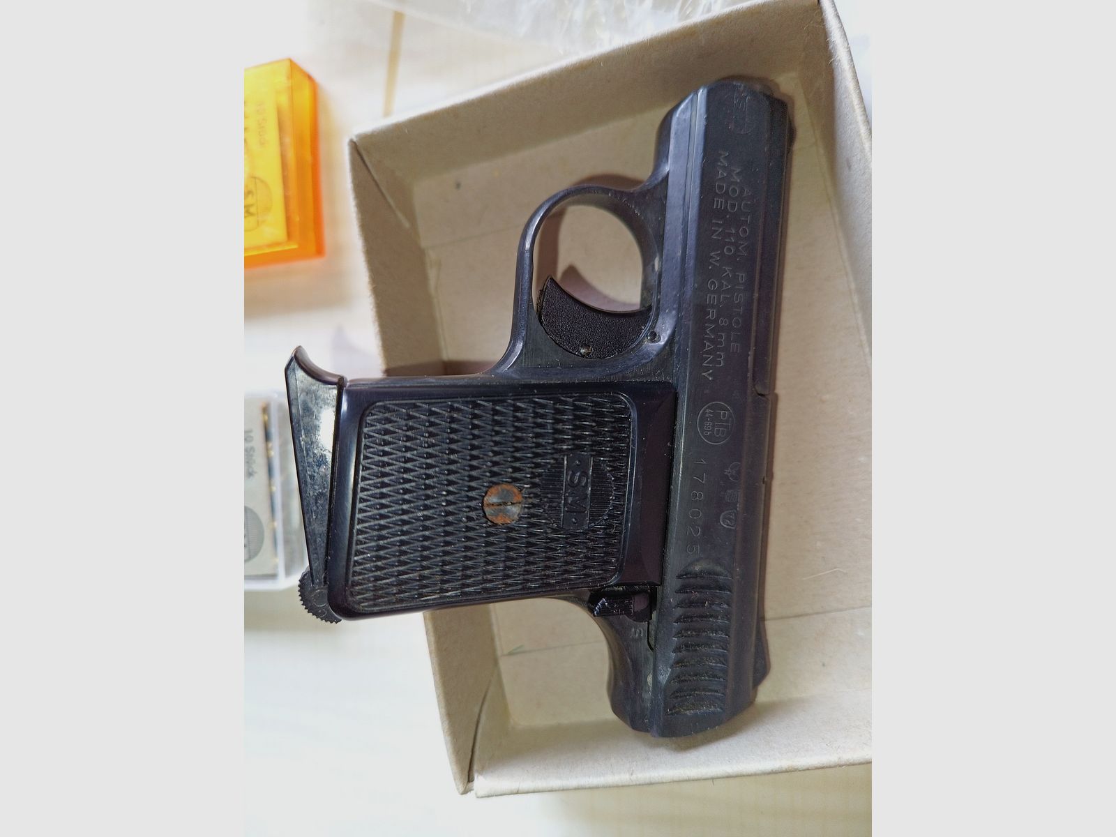 Rhöner SM Mod. 110 (including original packaging, instructions, cleaning brush, and ammunition)