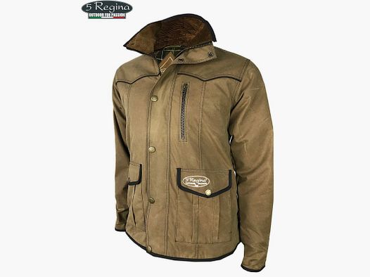 Giacca Quinta Regina Woodcock aus beige ölimprägniertem Baumwollstoff