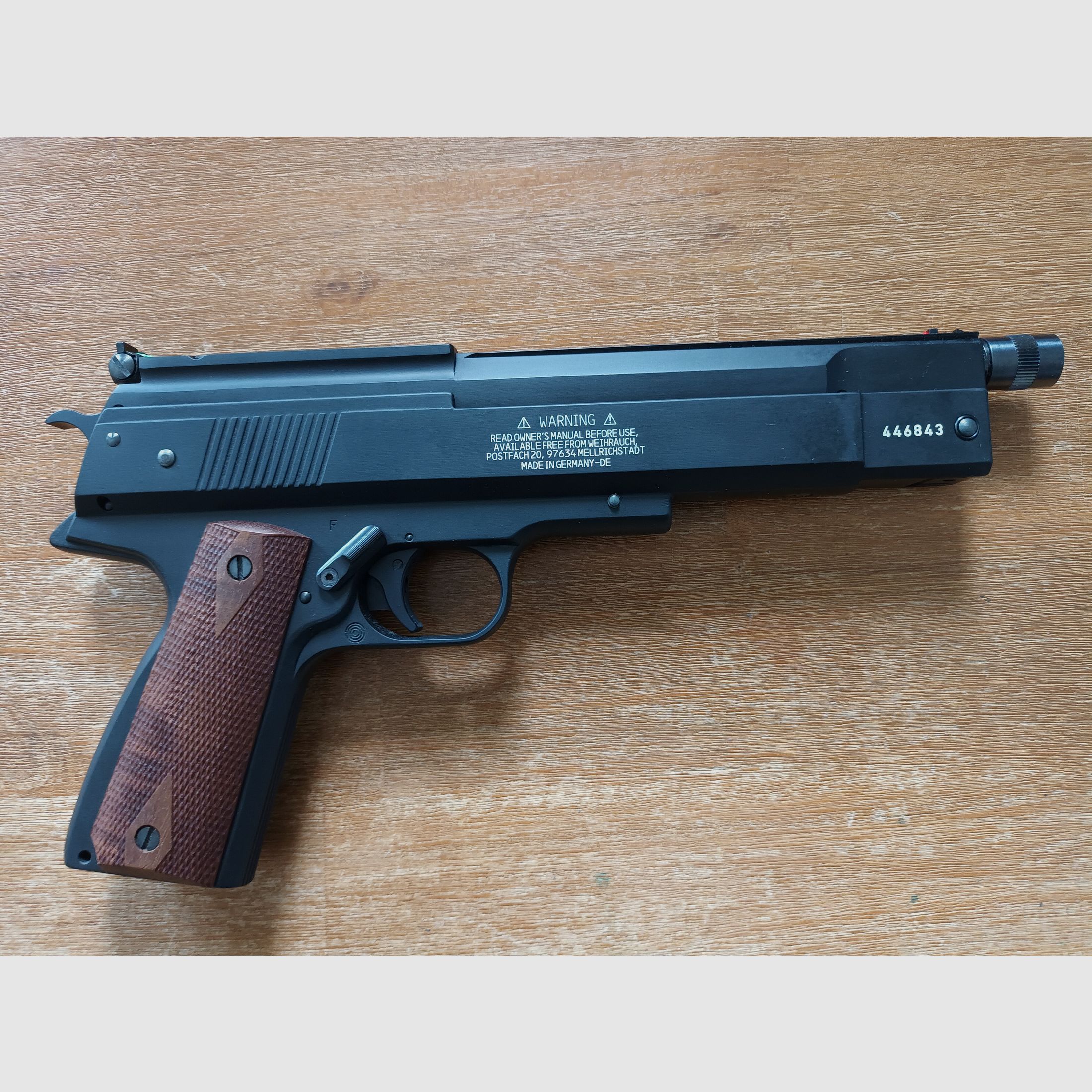 Federdruck Luftpistole Weihrauch HW 45 Black Kaliber 4,5 mm  + Schalldämpfer
