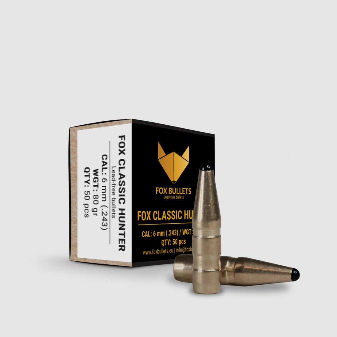Fox Bullets Classic Hunter .243 5,2 g / 80 gr bleifreie Geschosse – 50 Stück