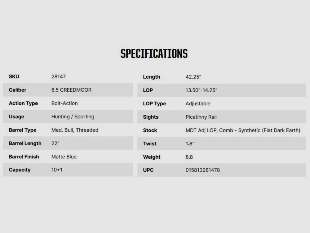 Mossberg Patriot LR Tactical 22" (22 Zoll) 6,5mmCreedmoor