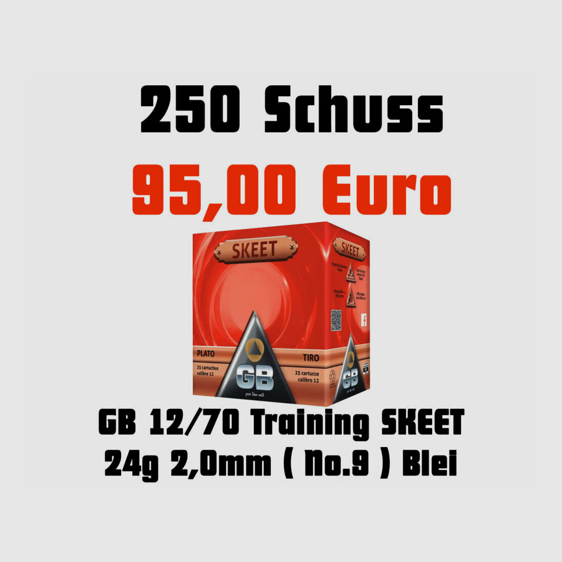 GB Training Skeet 2,0 mm 24g 250-Schuss Bleischrot