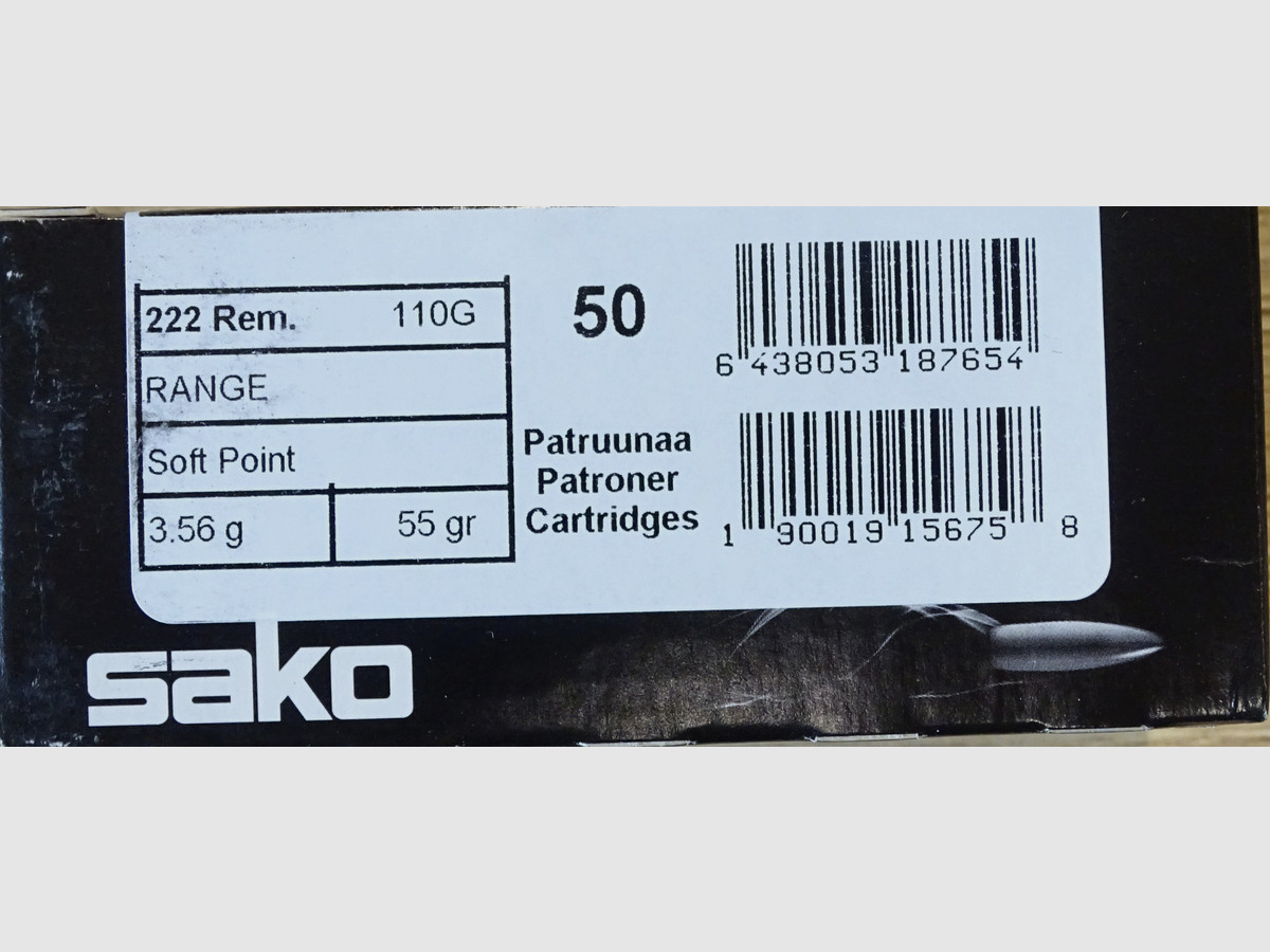 Sako .222rem Soft Point 50grs - 50 Schuss