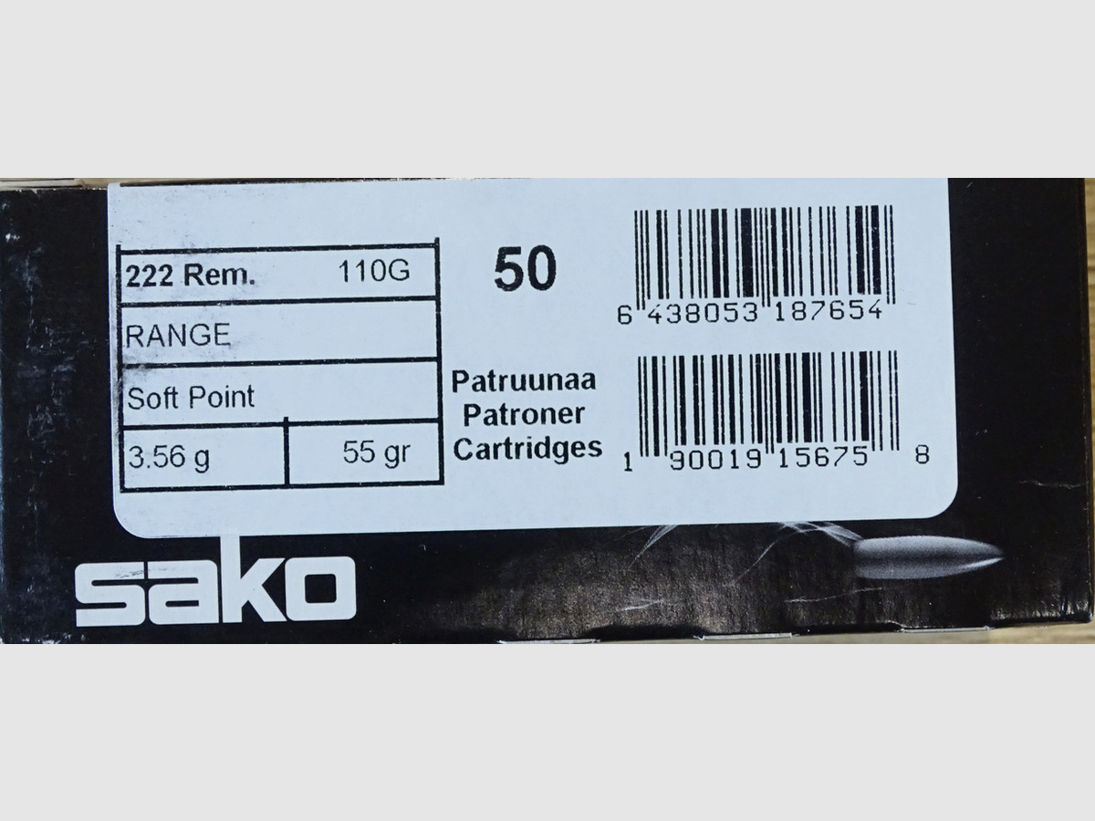 Sako .222rem Soft Point 50grs - 50 Schuss