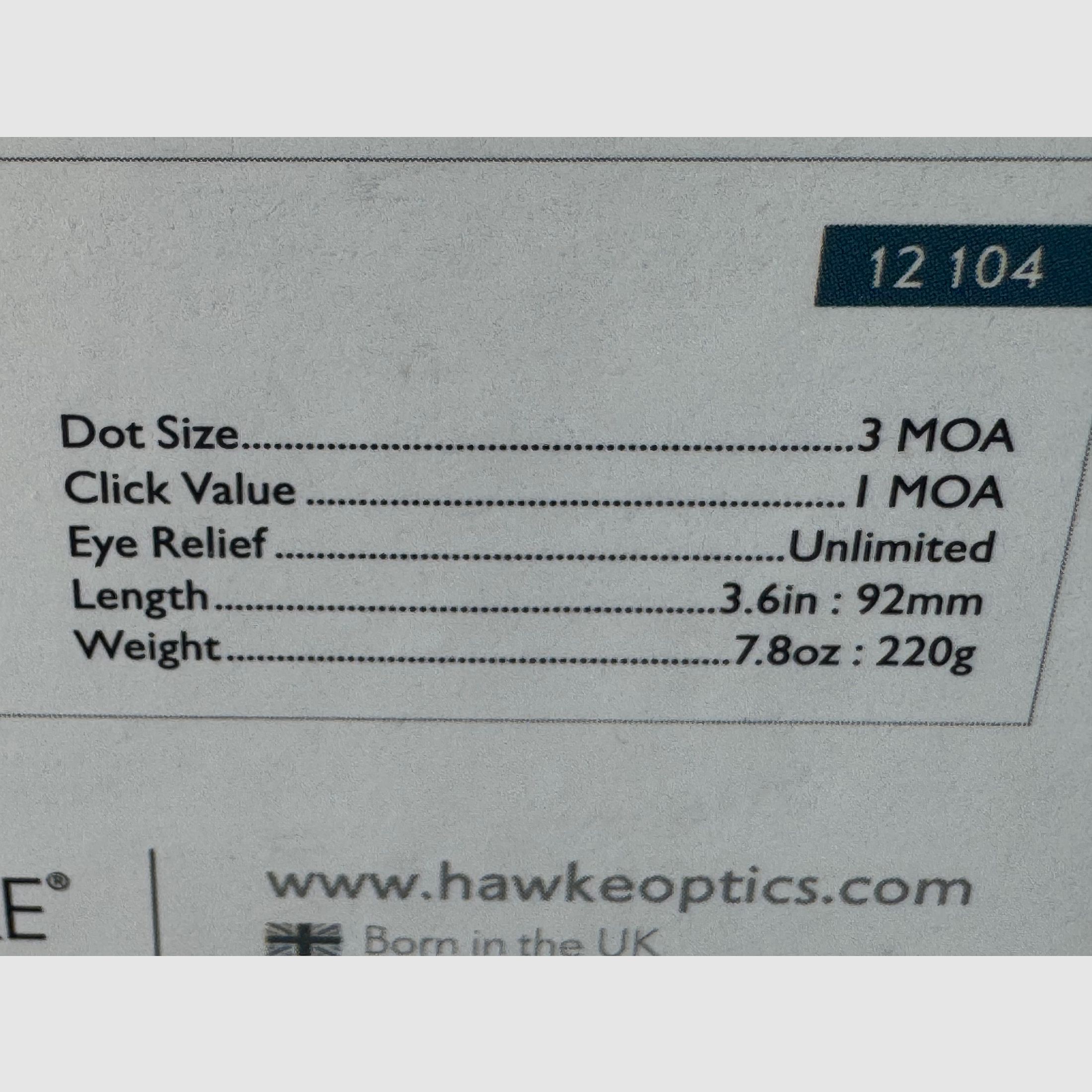 Hawke 1x30, 3 MOA-11 Etapowy Czerwony Punkt