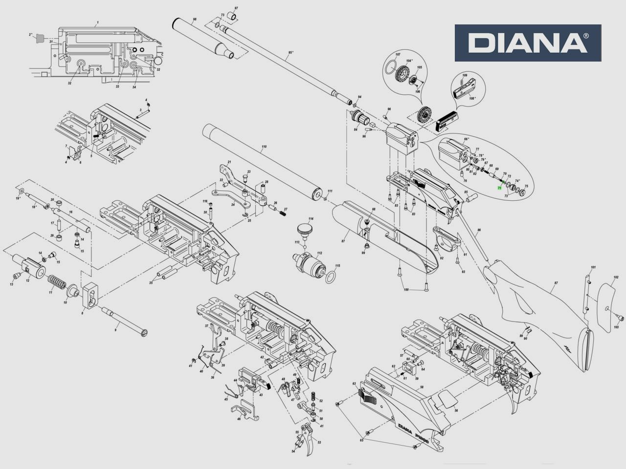 Scheibe fĂĽr Ventilblock DIANA Pressluftgewehr P1000 Kal. 4,5 - 5,5 mm, Ersatzteil