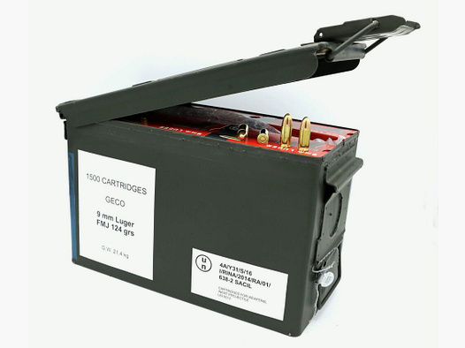 GECO 9mm Luger Geco EU 8,0g/124 grs. VM 1500 Stk in der Natokiste
