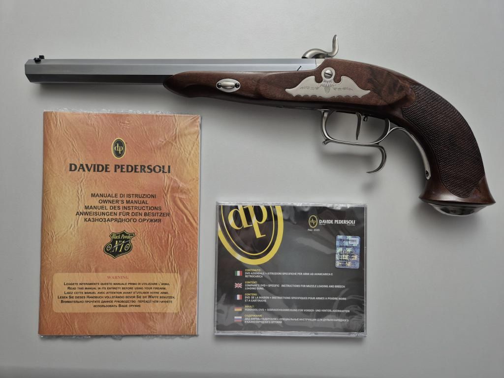 Pistolet à percussion arrière Davide Pedersoli Le Page Target .36 – comme neuf