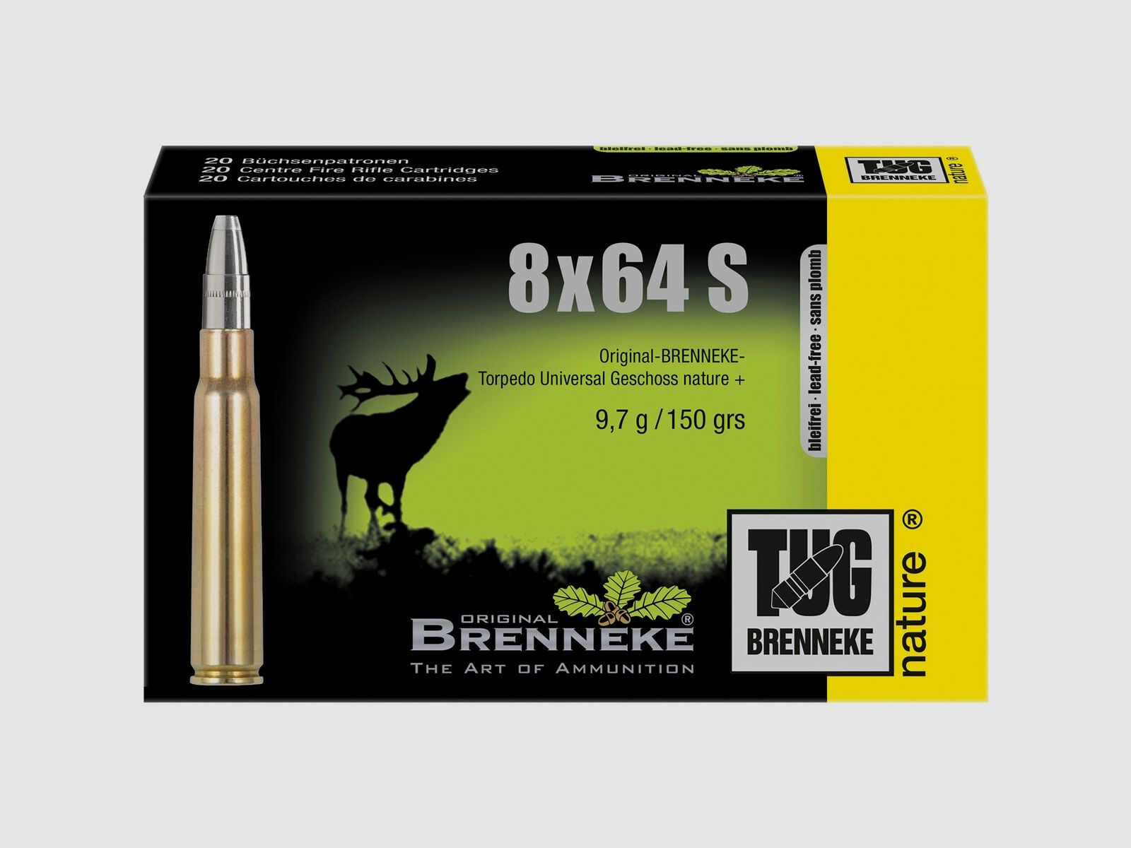 Brenneke 8×64 S TUG nature + 9,7g/150grs. – 20 Stk.