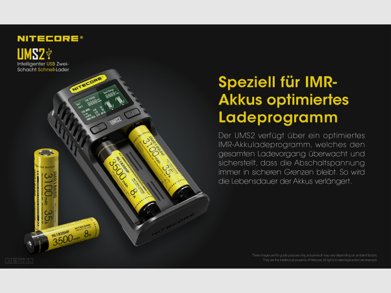Nitecore UMS2 USB Schnell Ladegerät