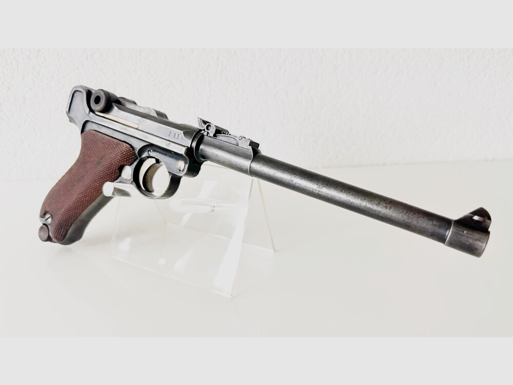 DWM Mod. Ari-08 pistola lunga con calcio, caricatore a tamburo 32 colpi 9mm Luger