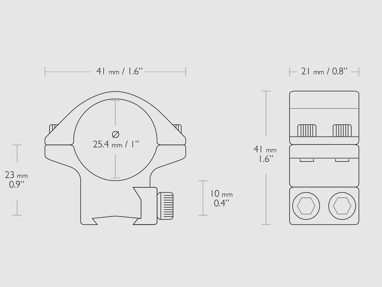 HAWKE 22100 25,4mm Ringmontage Montage für 9-11mm Schiene Zielfernrohr-Halterung NIEDRIG