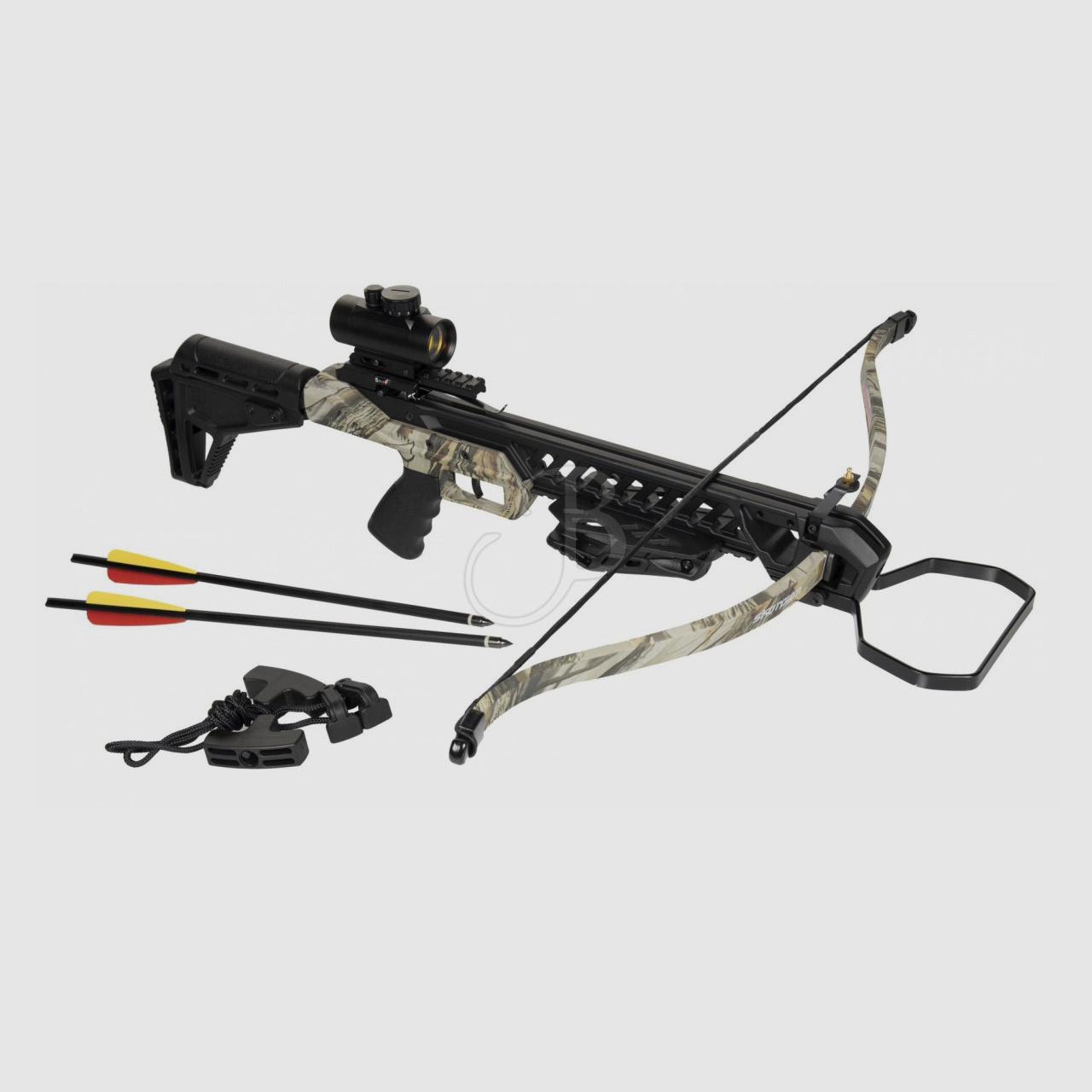 Recurve Armbrust Skorpion XBR 300 camo 175 lbs Red Dot 2 Pfeile und ZubehĂ¶r (P18)