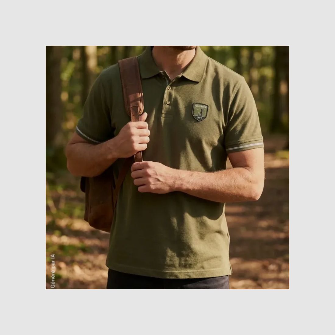 Polo Percussion manches courtes brodé logo kaki, image 1 sur 4