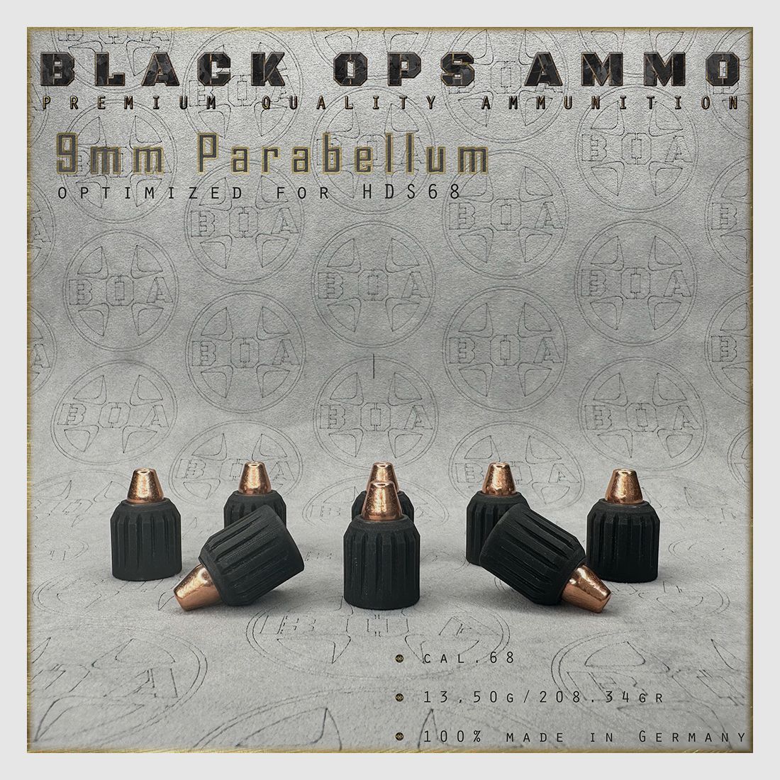 8x 9mm Parabellum BLACK OPS AMMO Luftgewehr TS HDS 68 Kal.68 Munition Umarex HDS68 TS68