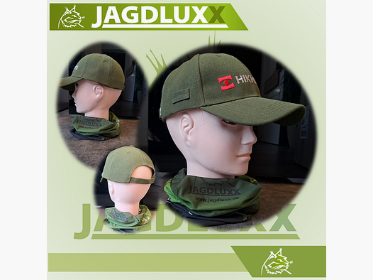 HIKMICRO Kappe dunkel oliv – klassische Jagdkappe mit Logo-Stickerei