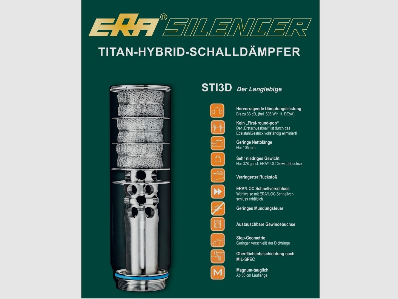 ERA SILENCER Tłumik dźwięku STI3D 7,62 - 9,5 mm 8